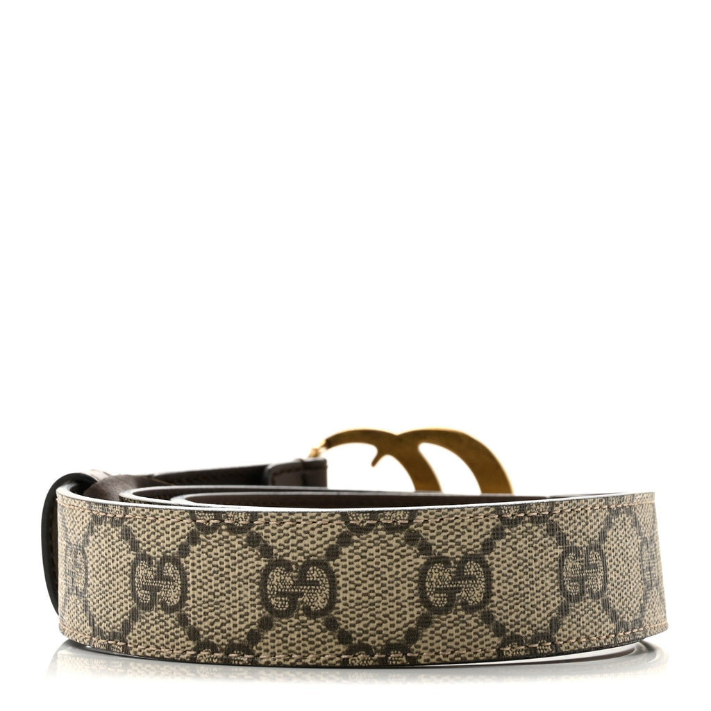 GG Supreme Monogram Matte Plutone Calfskin Double G 30mm Belt 80 32 Beige Ebony New Acero