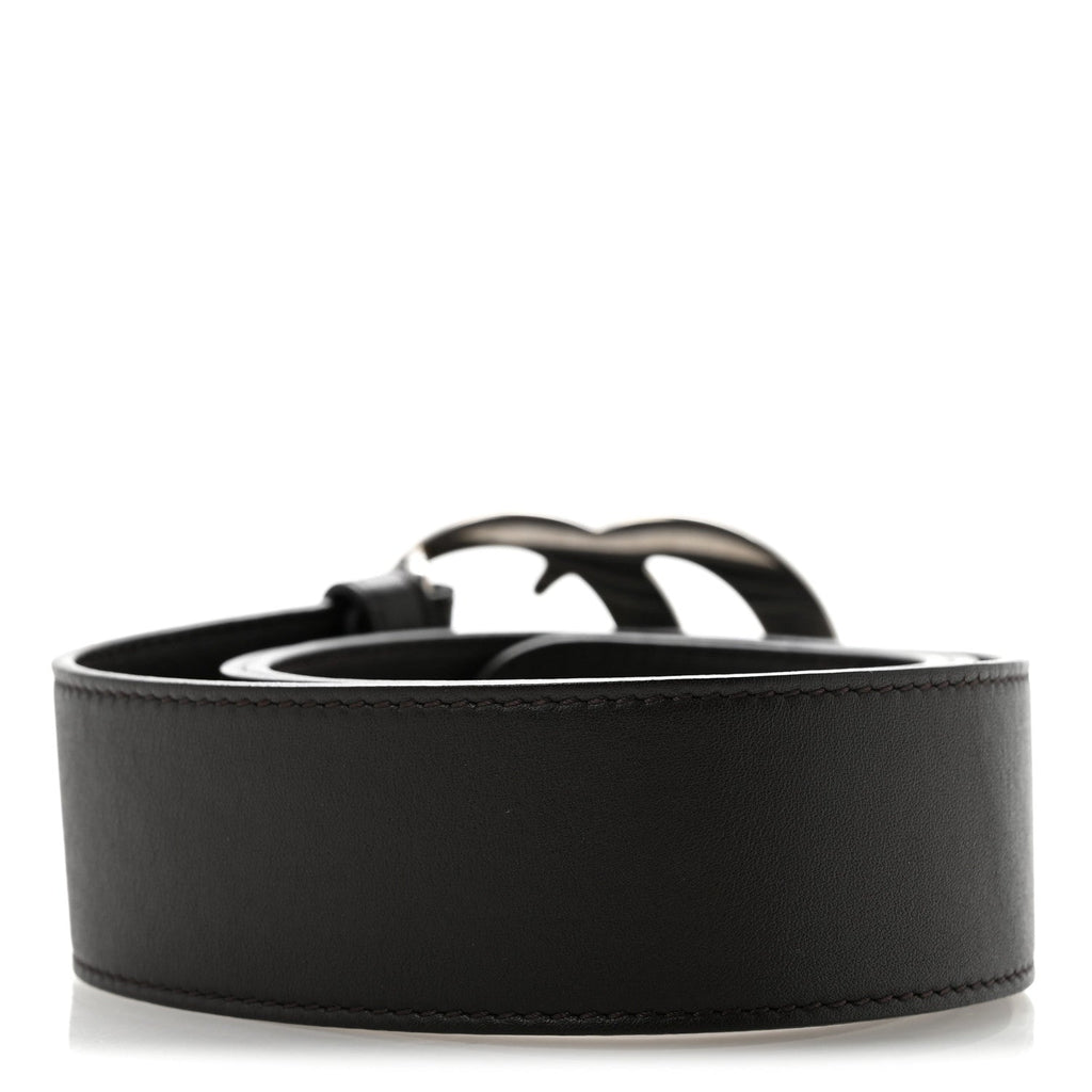 Moon Calfskin Nickel Double G 40mm Belt 85 34 Dark Cocoa