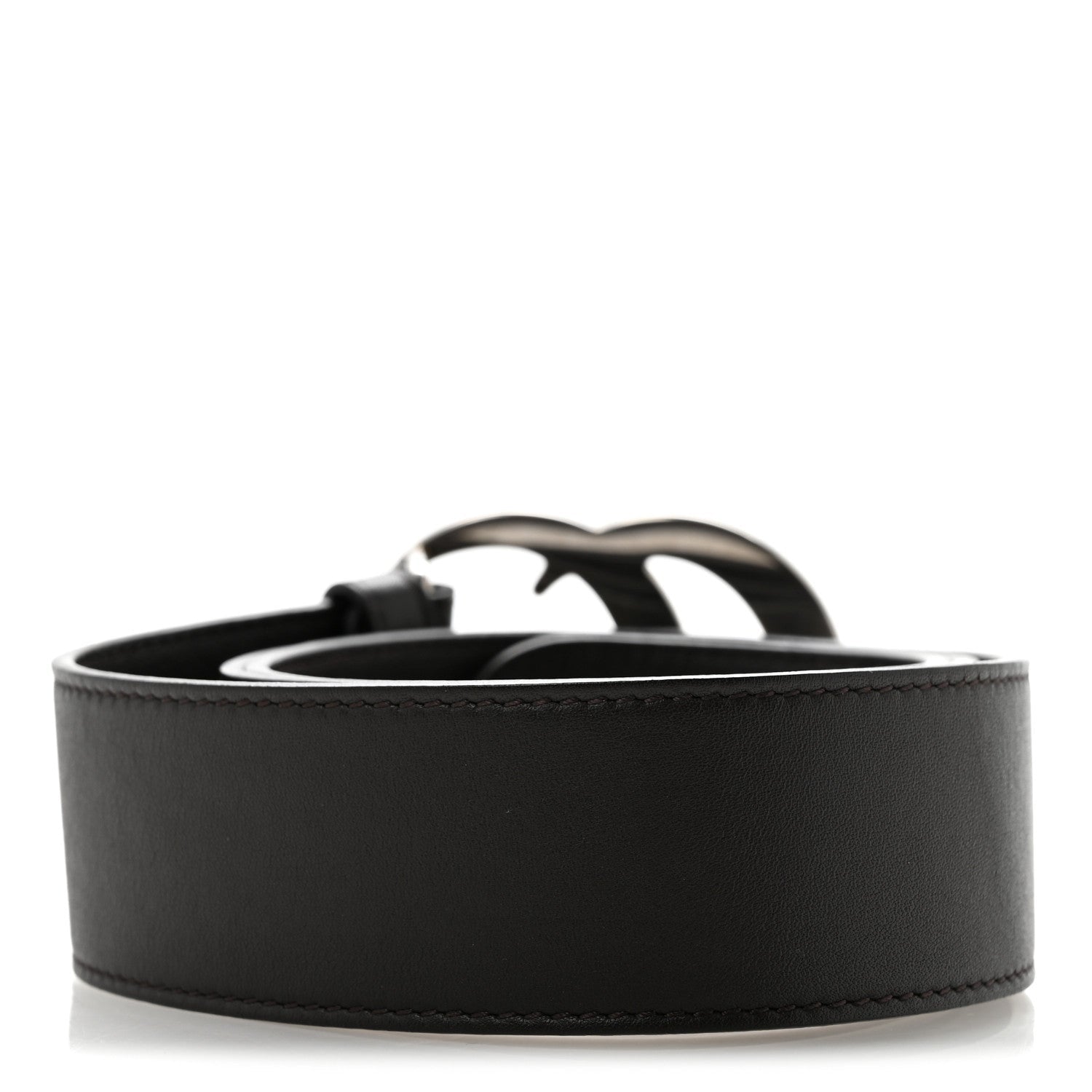 Moon Calfskin Nickel Double G 40mm Belt 85 34 Dark Cocoa