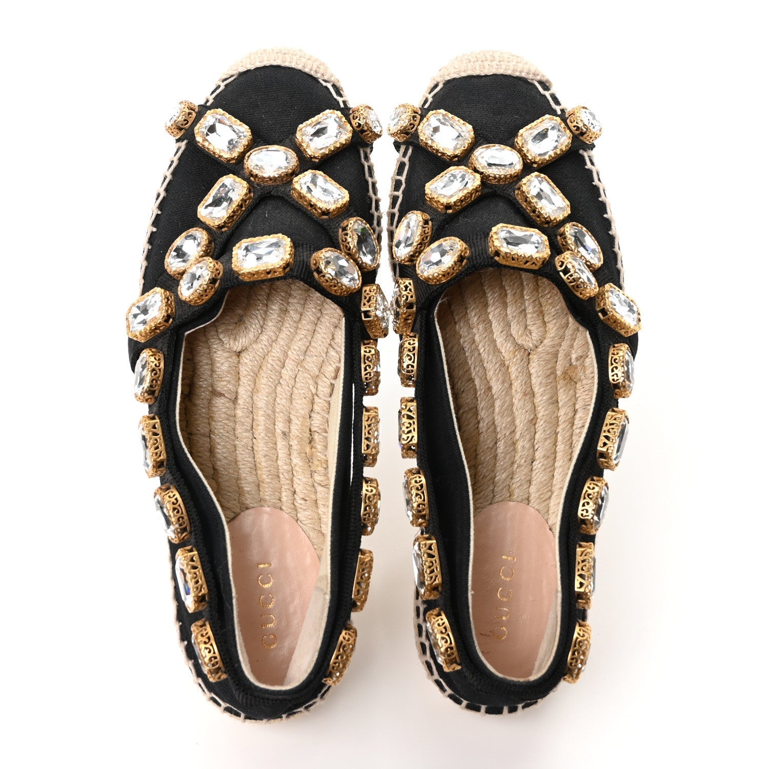 Canvas Crystal Embellished Espadrilles 36 Black