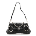 Nappa Vertical Matelasse Small Maxi Horsebit Chain Shoulder Bag Black