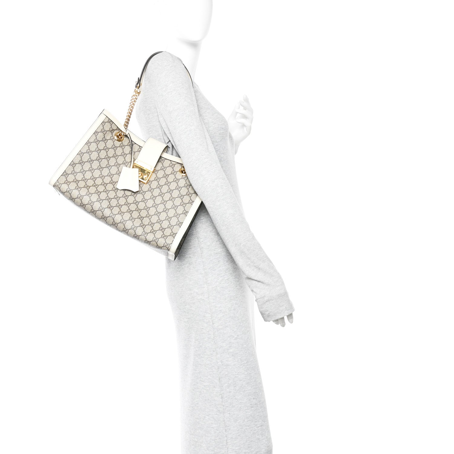 GG Supreme Monogram Medium Padlock Tote White