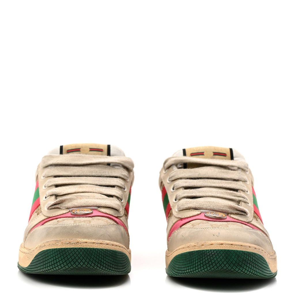 GG Monogram Nubuck Web Womens Screener Sneakers 38 New Sand Dusty Milk Pink