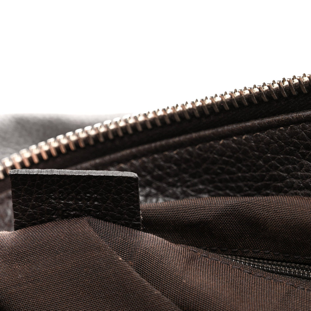 Pebbled Calfskin Large Bamboo Bar Tassel Shoulder Bag Dark Brown