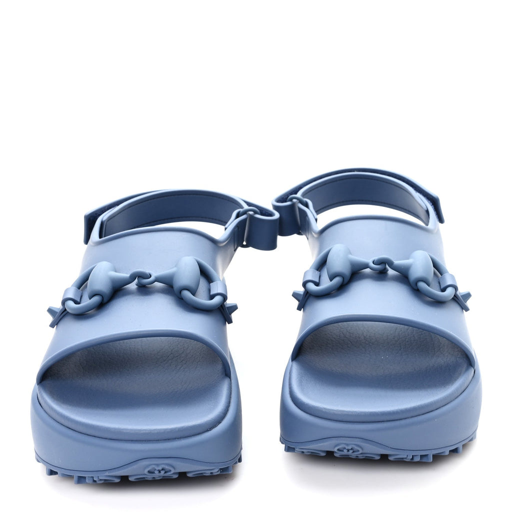 Soft Rubber Horsebit Mens Platform Slingback Sandals 5 Washed Indigo