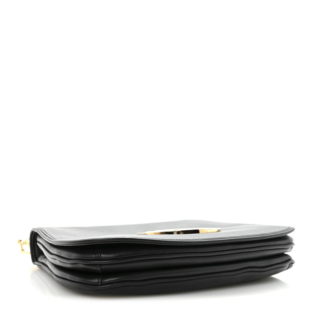 Roxy Calfskin Web Medium Studded Blondie Shoulder Flap Bag Black