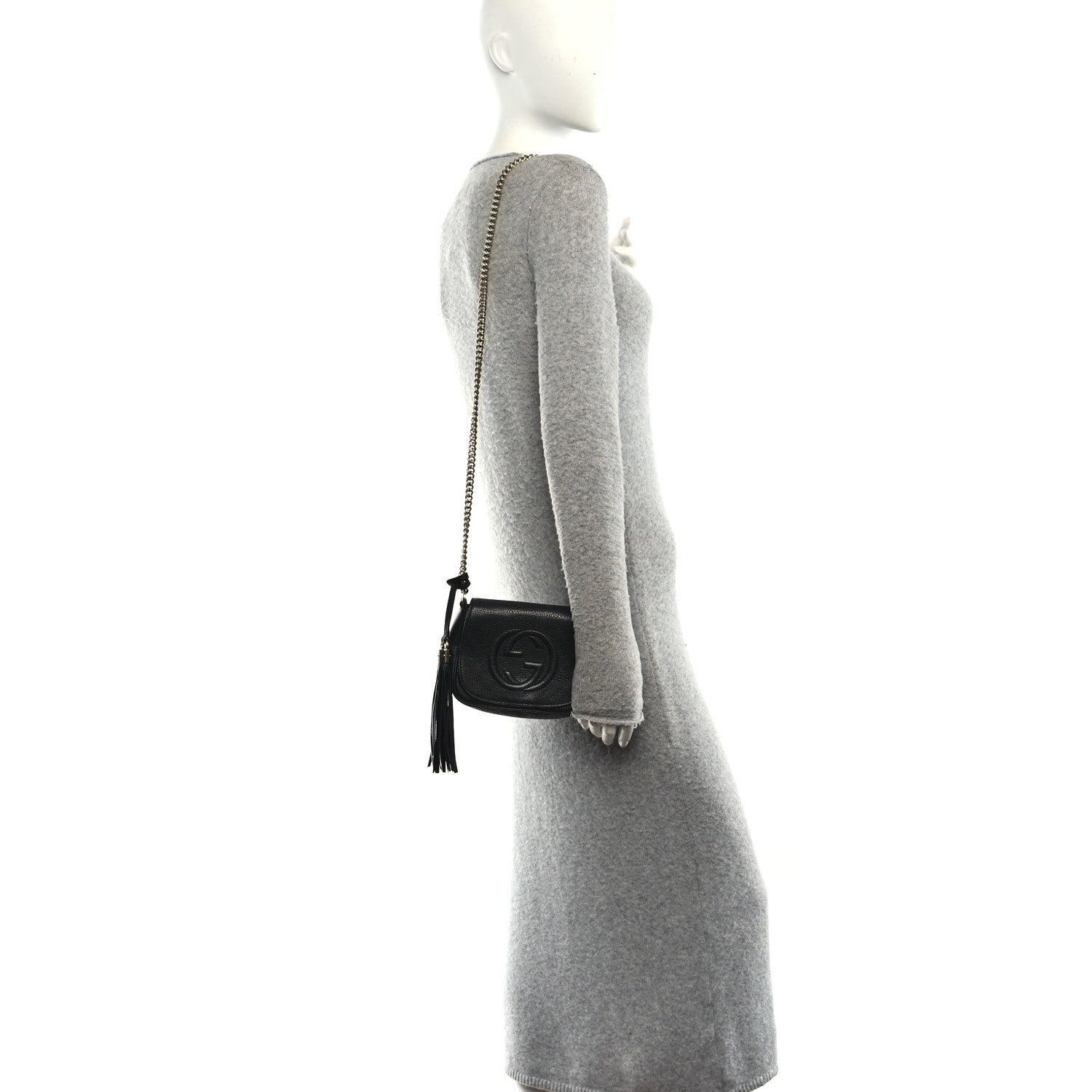 Pebbled Calfskin Small Soho Flap Crossbody Black