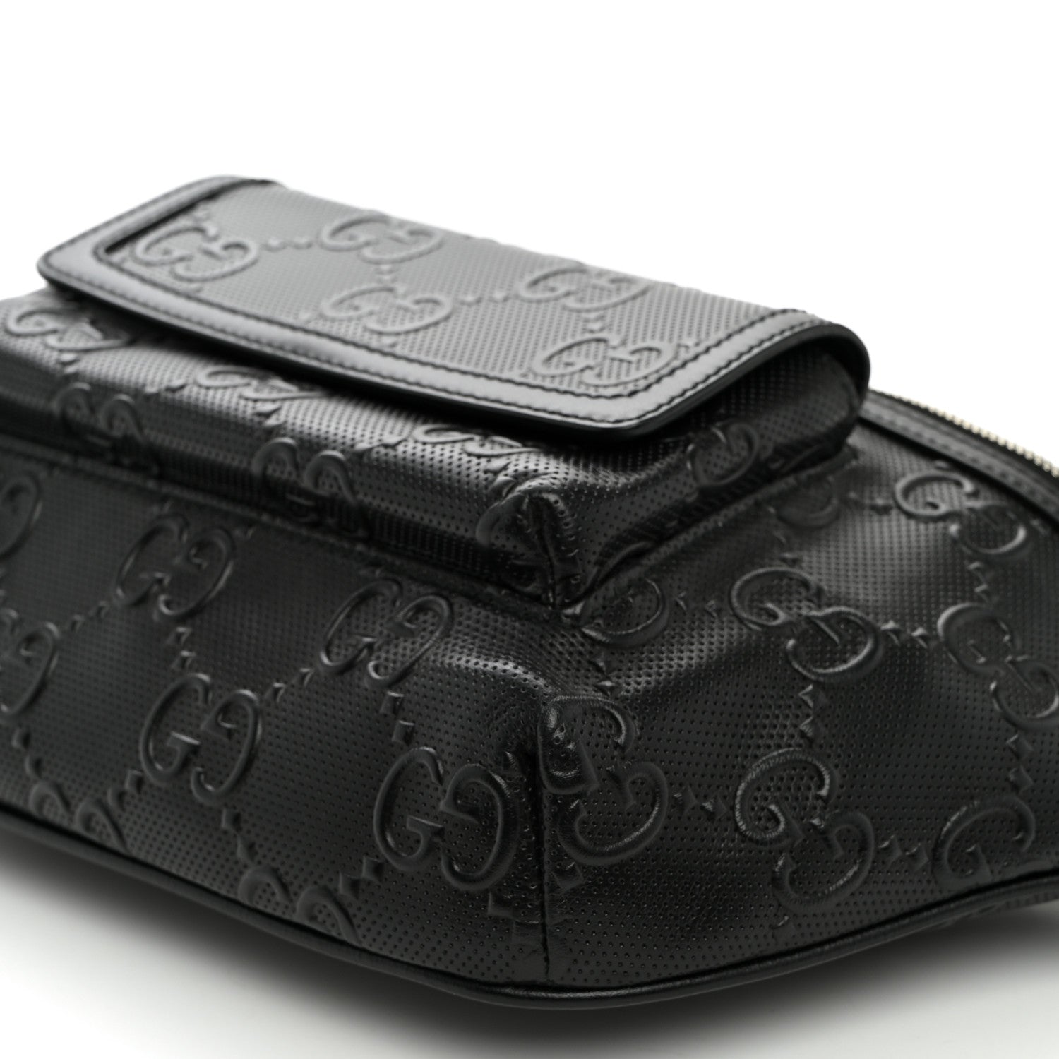 Calfskin GG Tennis Embossed Pocket Belt Bag Black