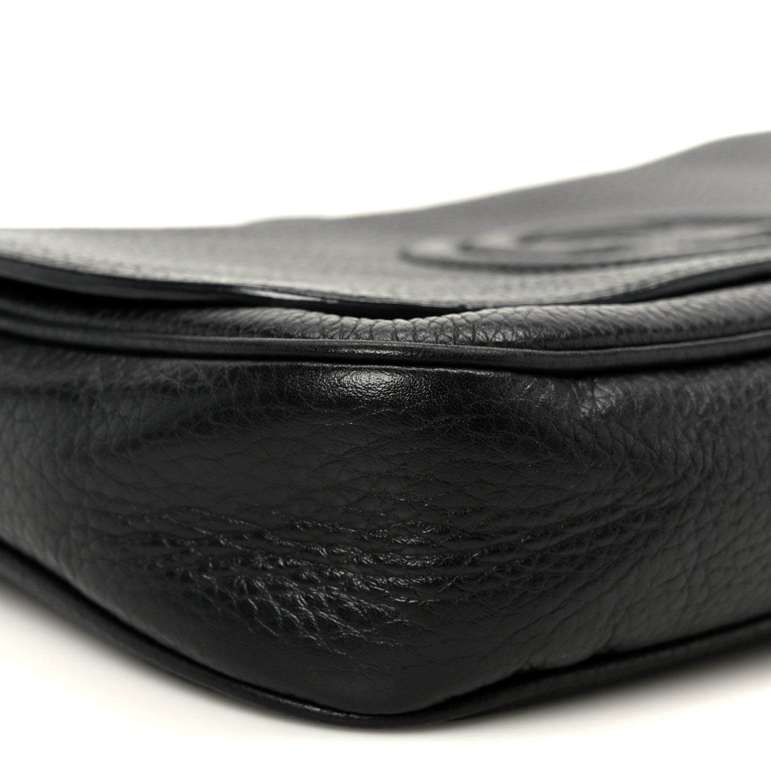 Pebbled Calfskin Medium Soho Flap Crossbody Black