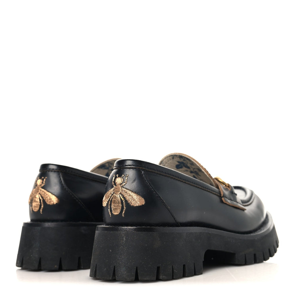 Cordovan Lux Womens Harald Horsebit 25mm Platform Loafers 35 Black