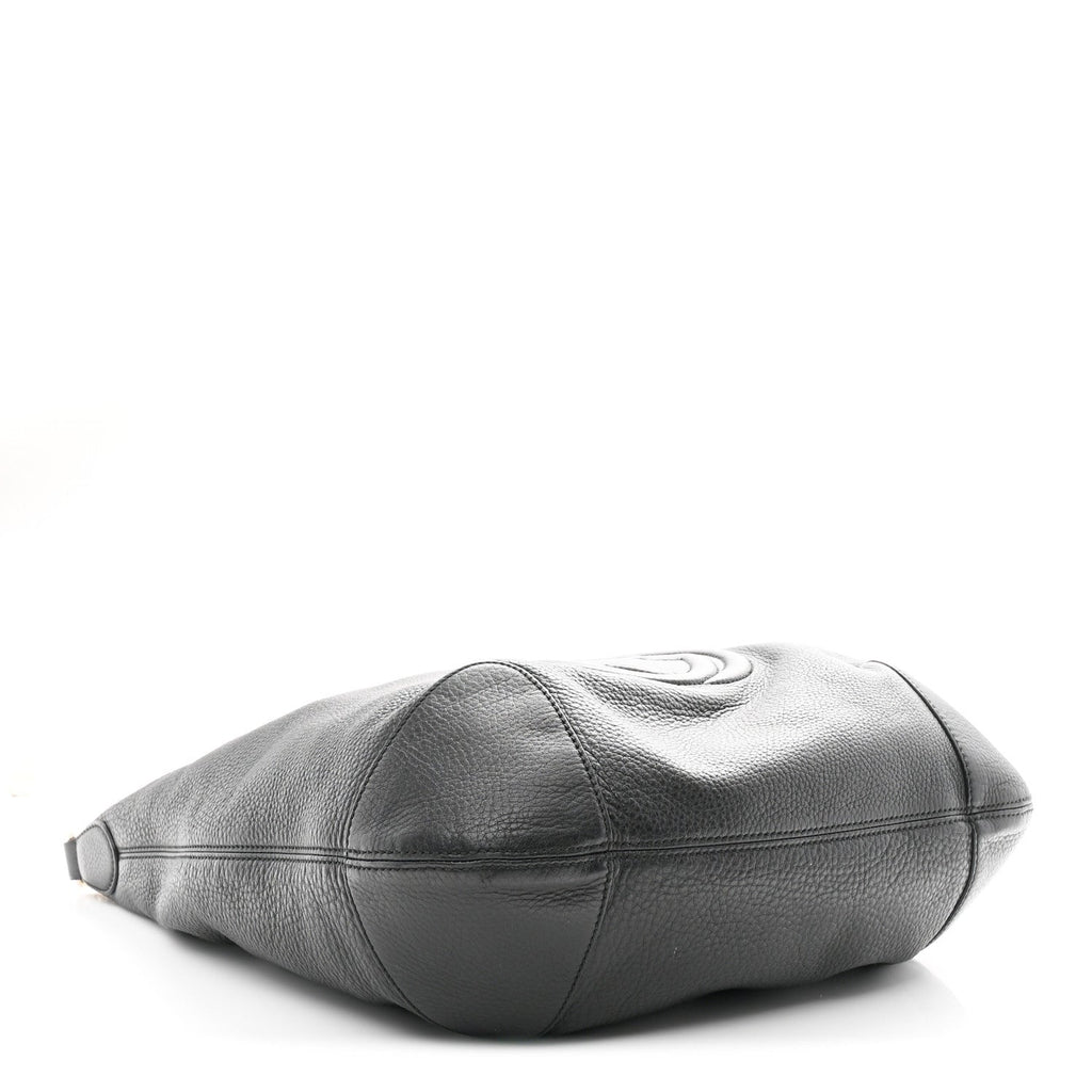 Pebbled Calfskin Medium Soho Chain Hobo Black