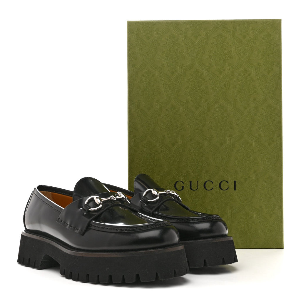 Cordovan Lux Womens Horsebit 45mm Platform Loafers 39.5 Black