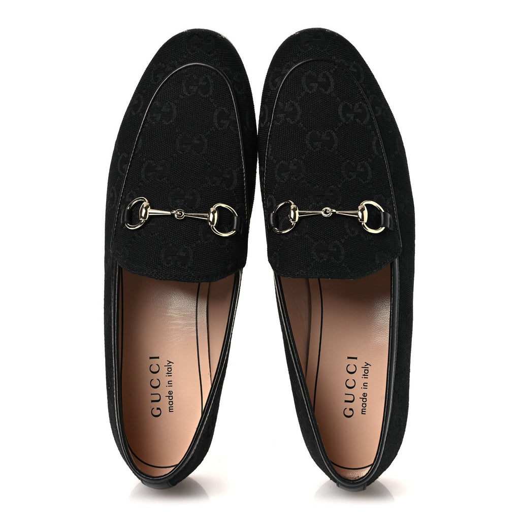 Monogram Jumbo GG Malaga Kid Horsebit Womens Jordaan Loafers 38 Black
