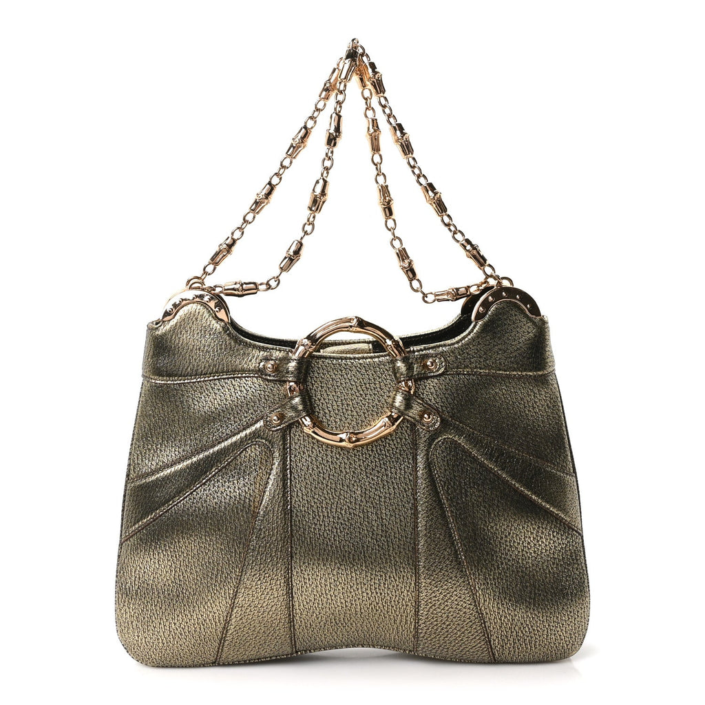 Metallic Calfskin Bamboo Chain Tom Ford Shoulder Bag Gold