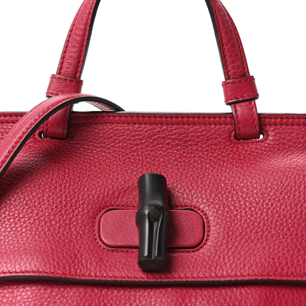 Cellarius Calfskin Small Bamboo Daily Top Handle Bag  Dark Pink