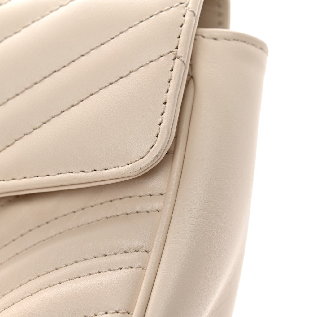 Calfskin Matelasse Small GG Marmont Shoulder Bag White