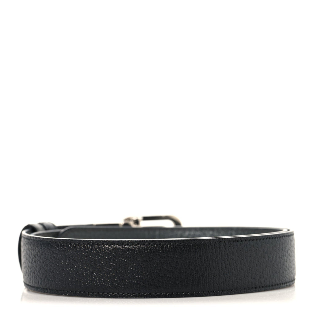 Textured Dollar Calfskin Squared Interlocking G 30mm Reversible Belt 85 34 Black
