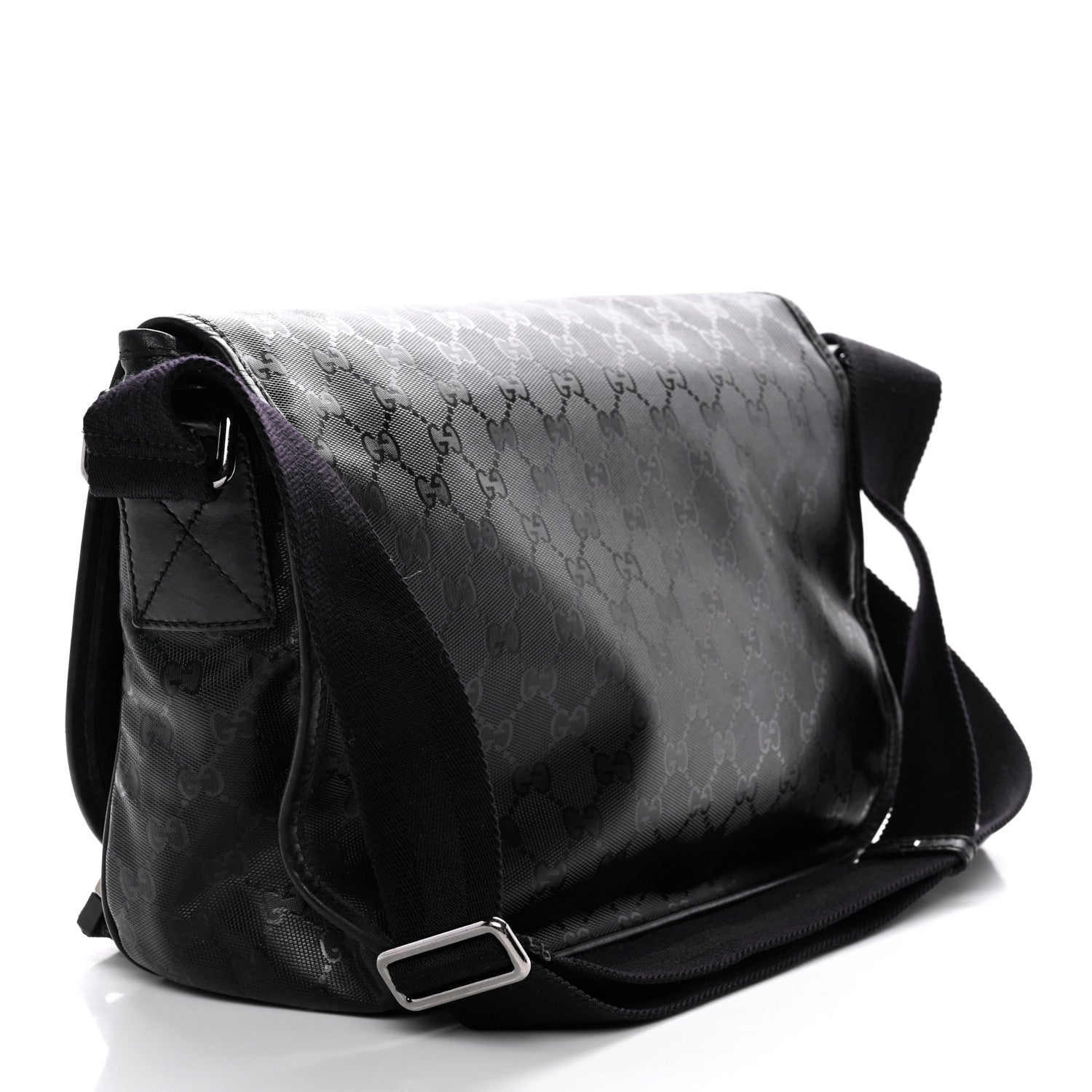 Imprime Monogram Medium Double Buckle Flap Messenger Bag Black