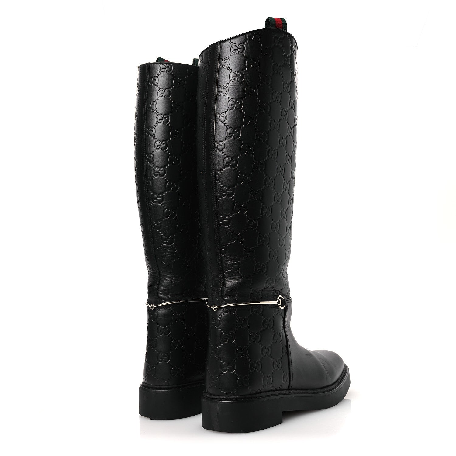 Guccissima Real Betis Glamour Calfskin Michelangelo Slim Horsebit Riding Boots 39.5 Black