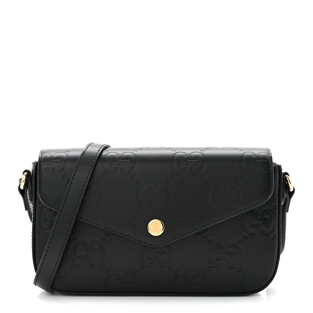 Gilbert Calfskin GG Super Mini Shoulder Bag Black