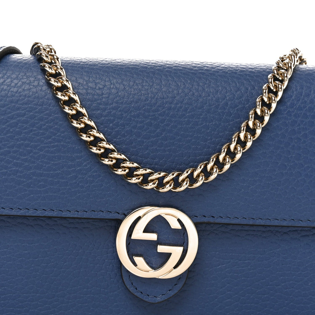 Dollar Calfskin Interlocking G Chain Wallet Caspian