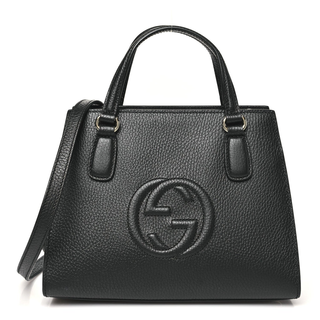 Dollar Calfskin Medium Soho Top Handle Satchel Black