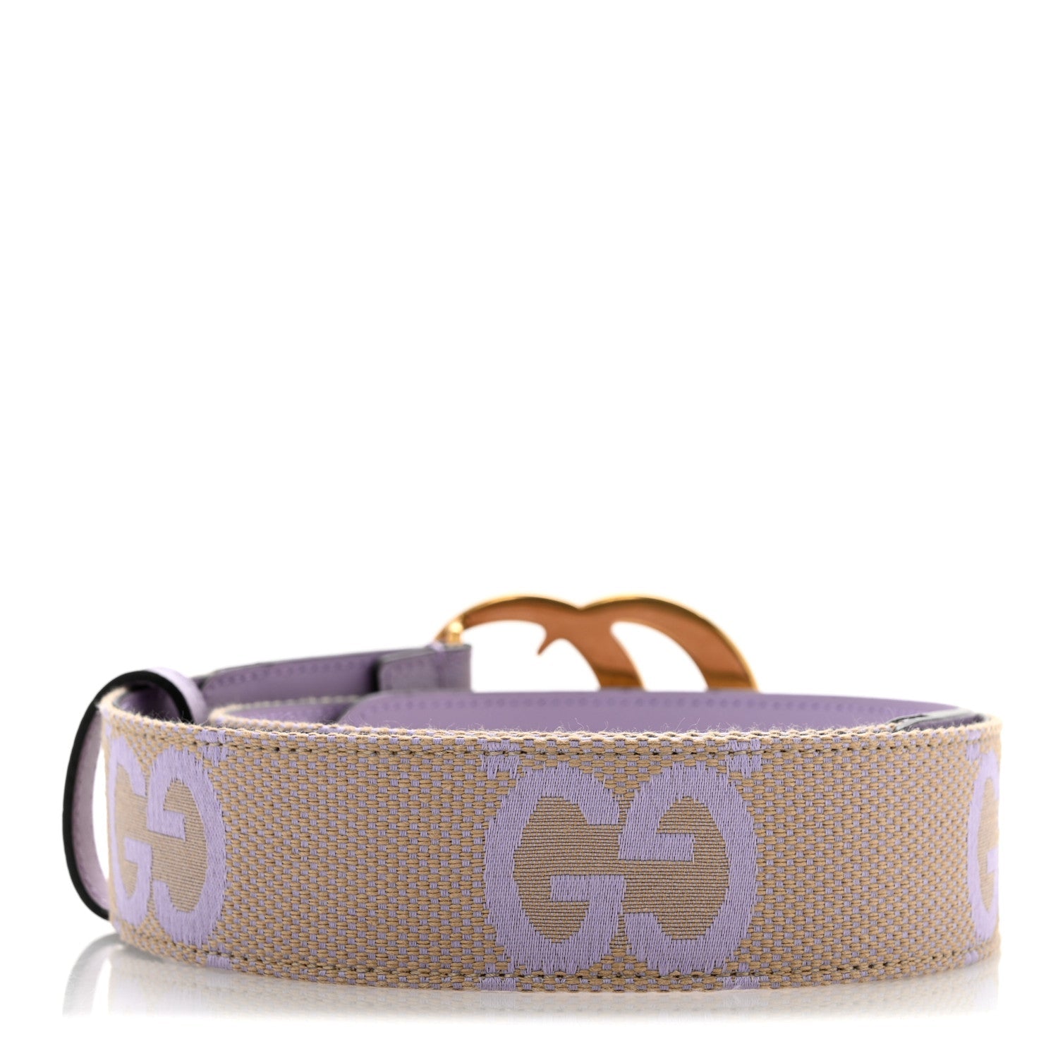 Monogram Jumbo GG Textured Dollar Calfskin Double G Belt 80 32 Beige Lapis