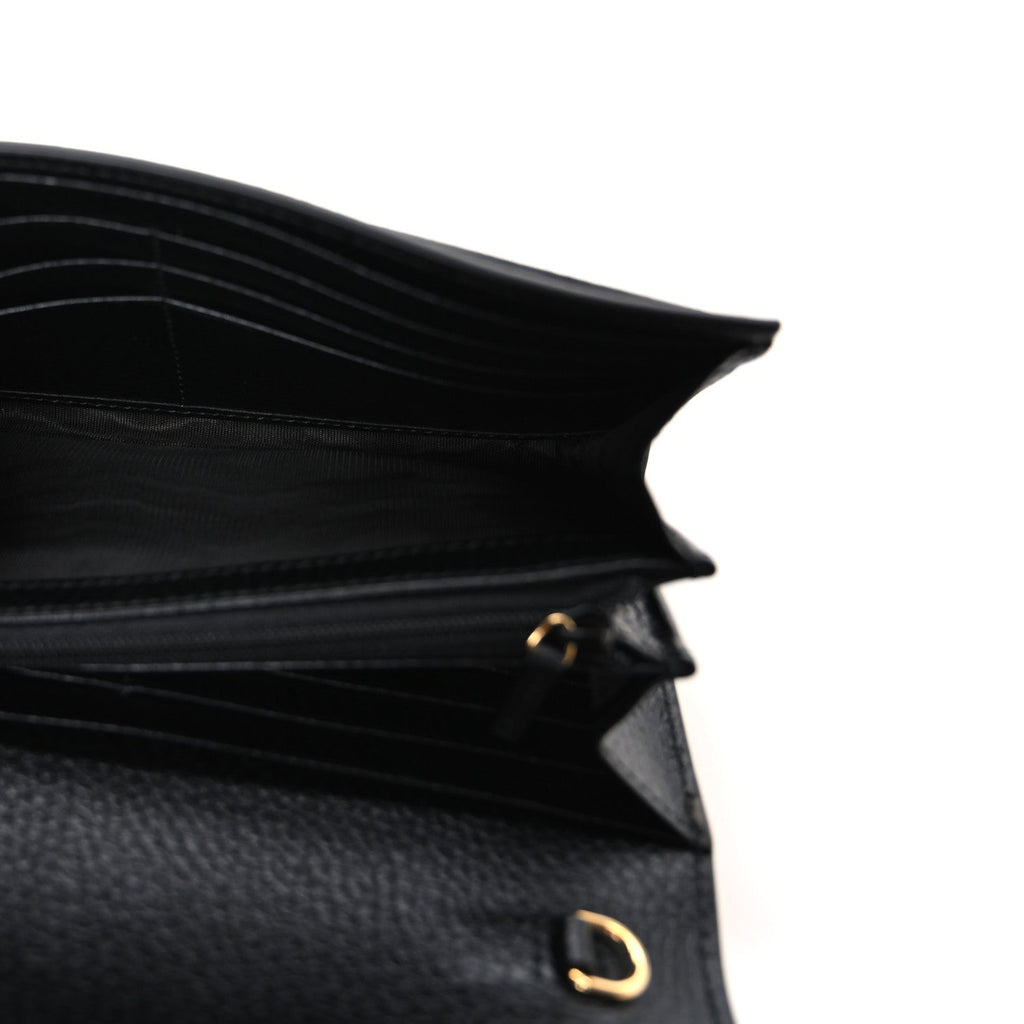 Dollar Calfskin GG Supreme Monogram Petite GG Marmont Wallet Chain Bag Black Beige Ebony