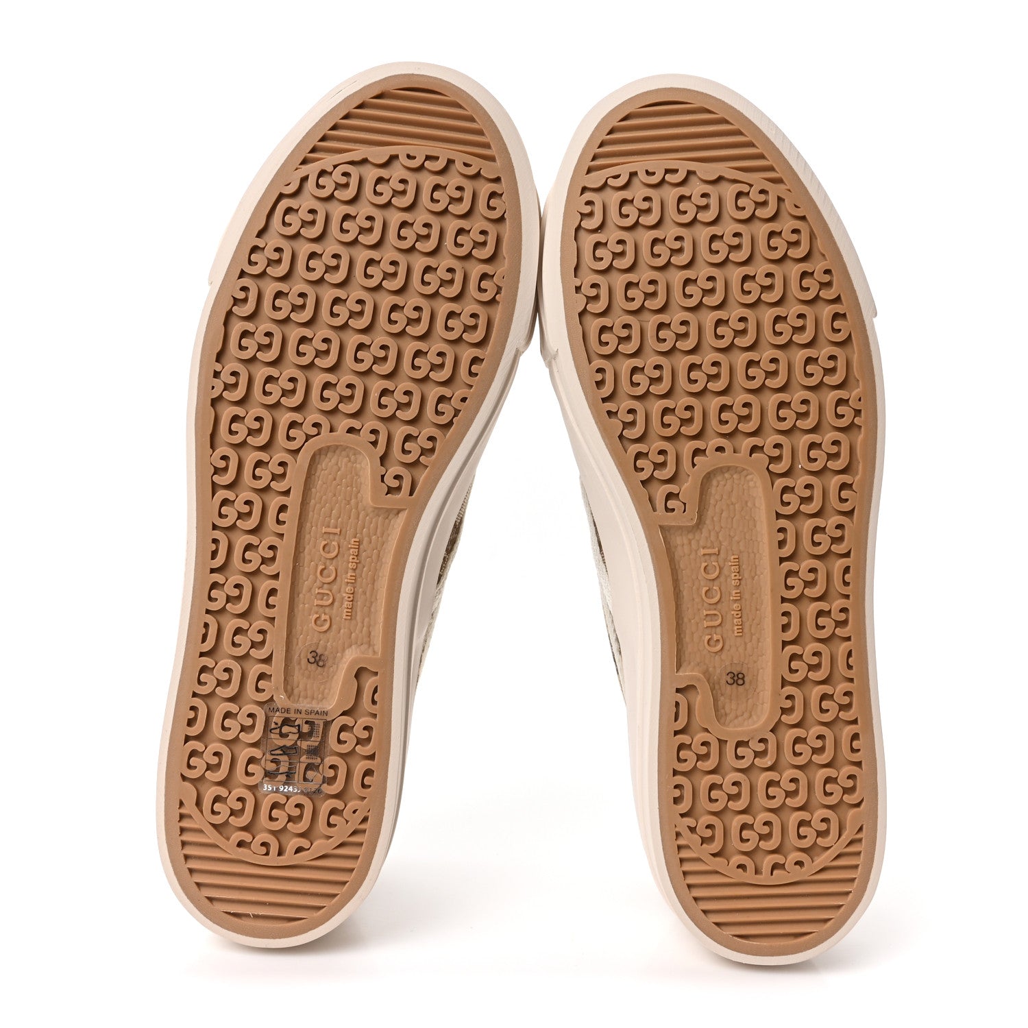 New Canvas GG Monogram Womens Slip On 30mm Sneakers 38 Beige Ebony Mystic White