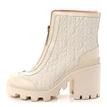 Calfskin Nappa Rhombus Quilted Trip Ankle Boots 39.5 Great White