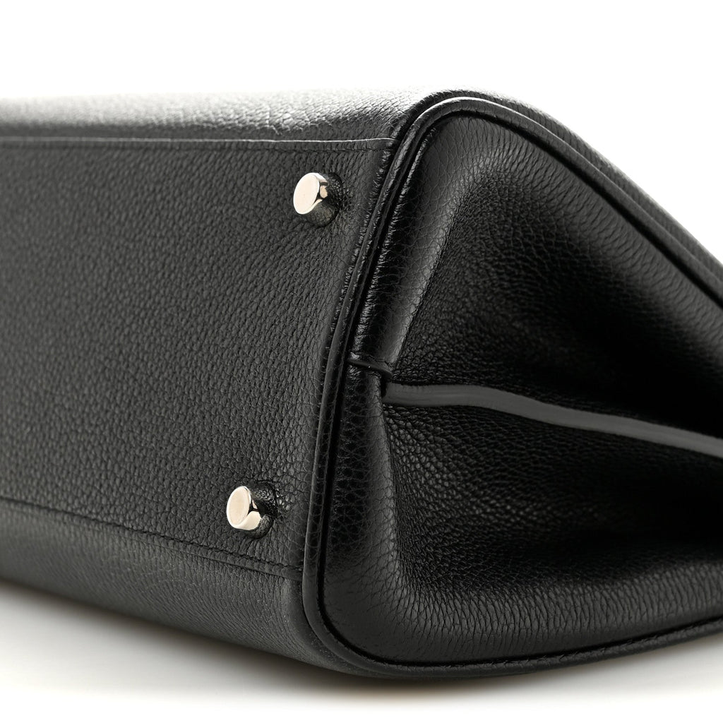Grainy Calfskin Small Zumi Top Handle Bag Black