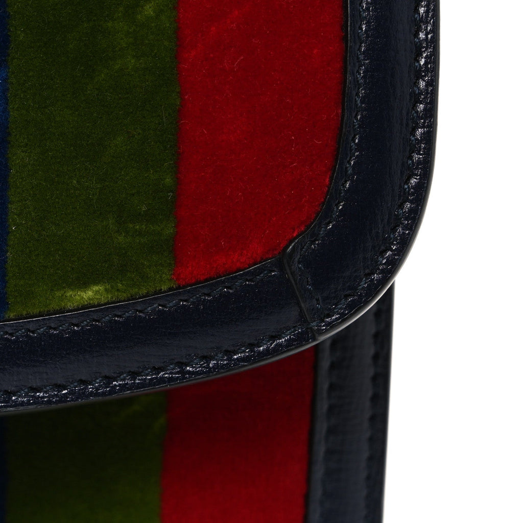 Velvet Azalea Calfskin Baiadera Stripe Horsebit 1955 Shoulder Bag Multicolor