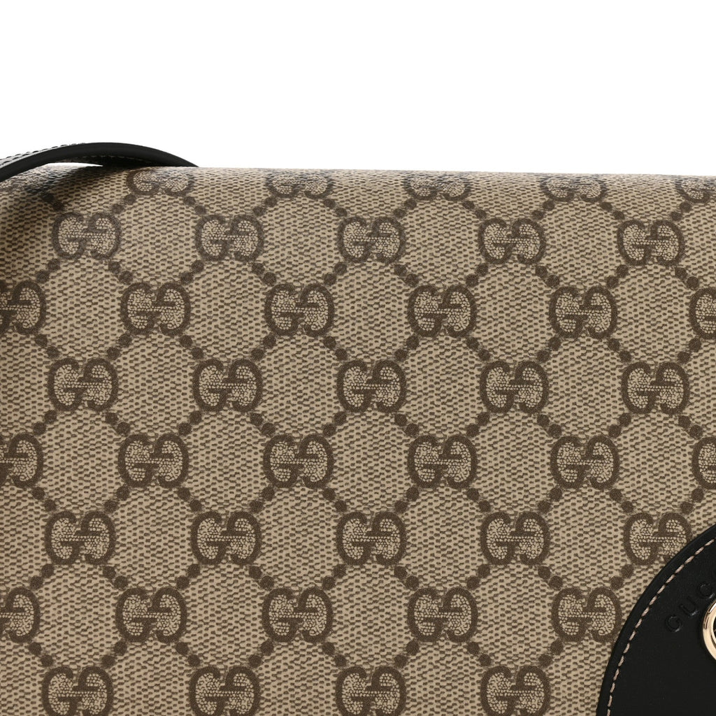 GG Emblem Monogram Wallet With Strap Beige Ebony Black