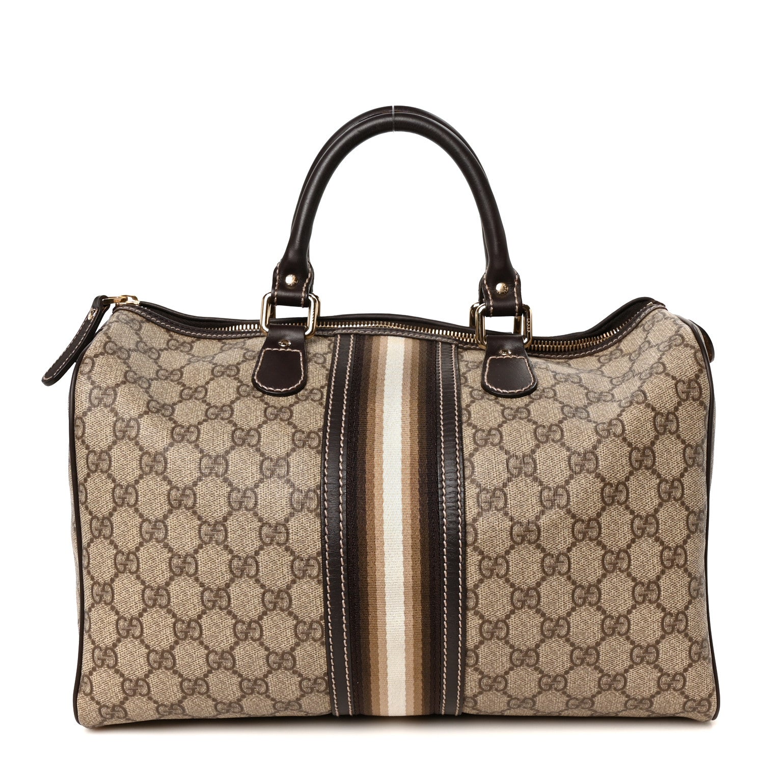 GG Plus Monogram Web Medium Joy Boston Dark Brown