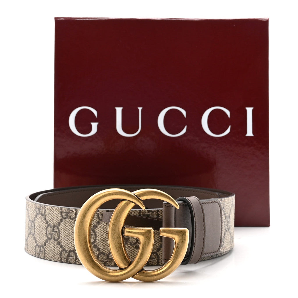 GG Supreme Monogram Matte Plutone Calfskin Double G 40mm Belt 75 30 Beige Ebony New Acero