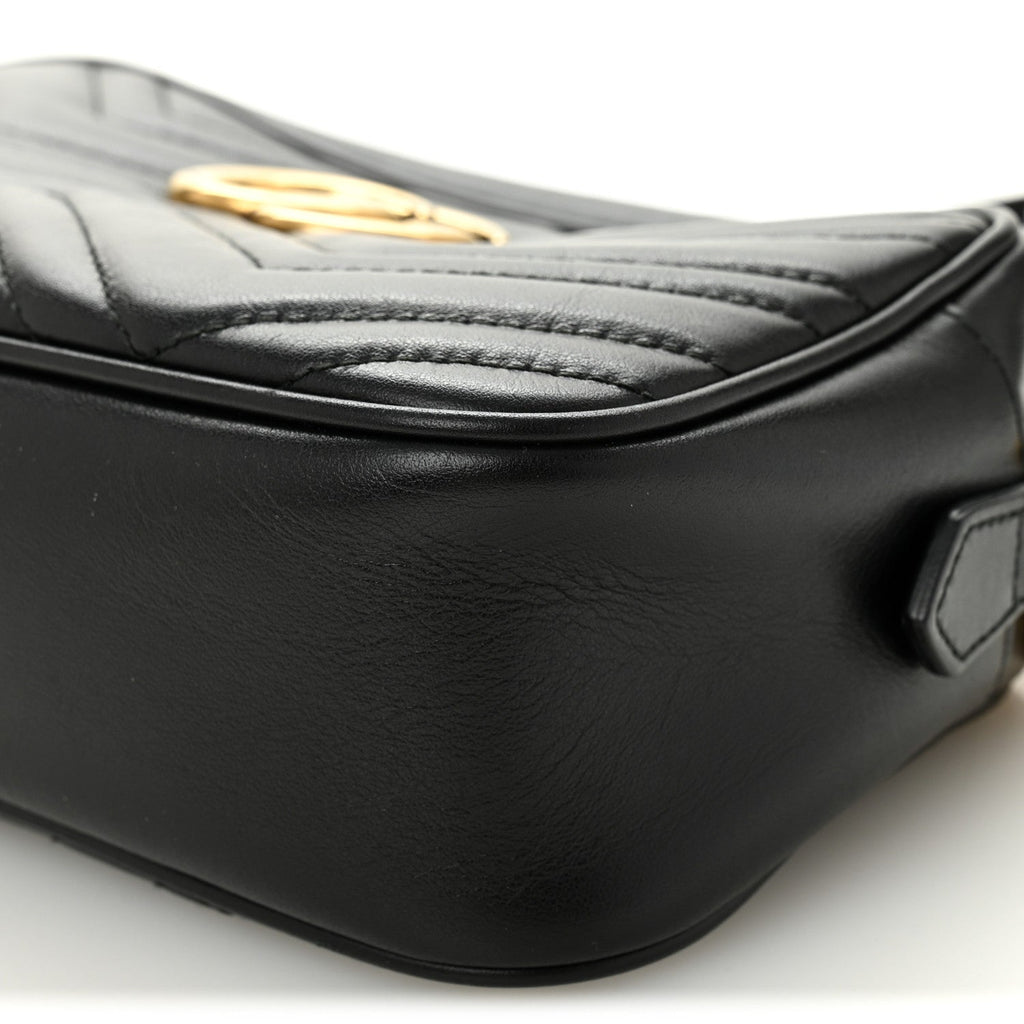 Calfskin Matelasse Small GG Marmont Chain Shoulder Bag Black