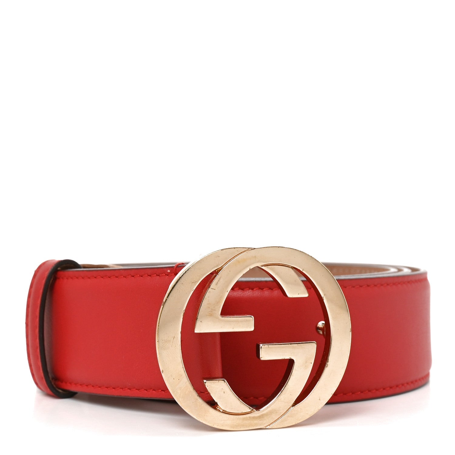 Guccissima Signature Interlocking G 37mm Belt 105 42 Hibiscus Red