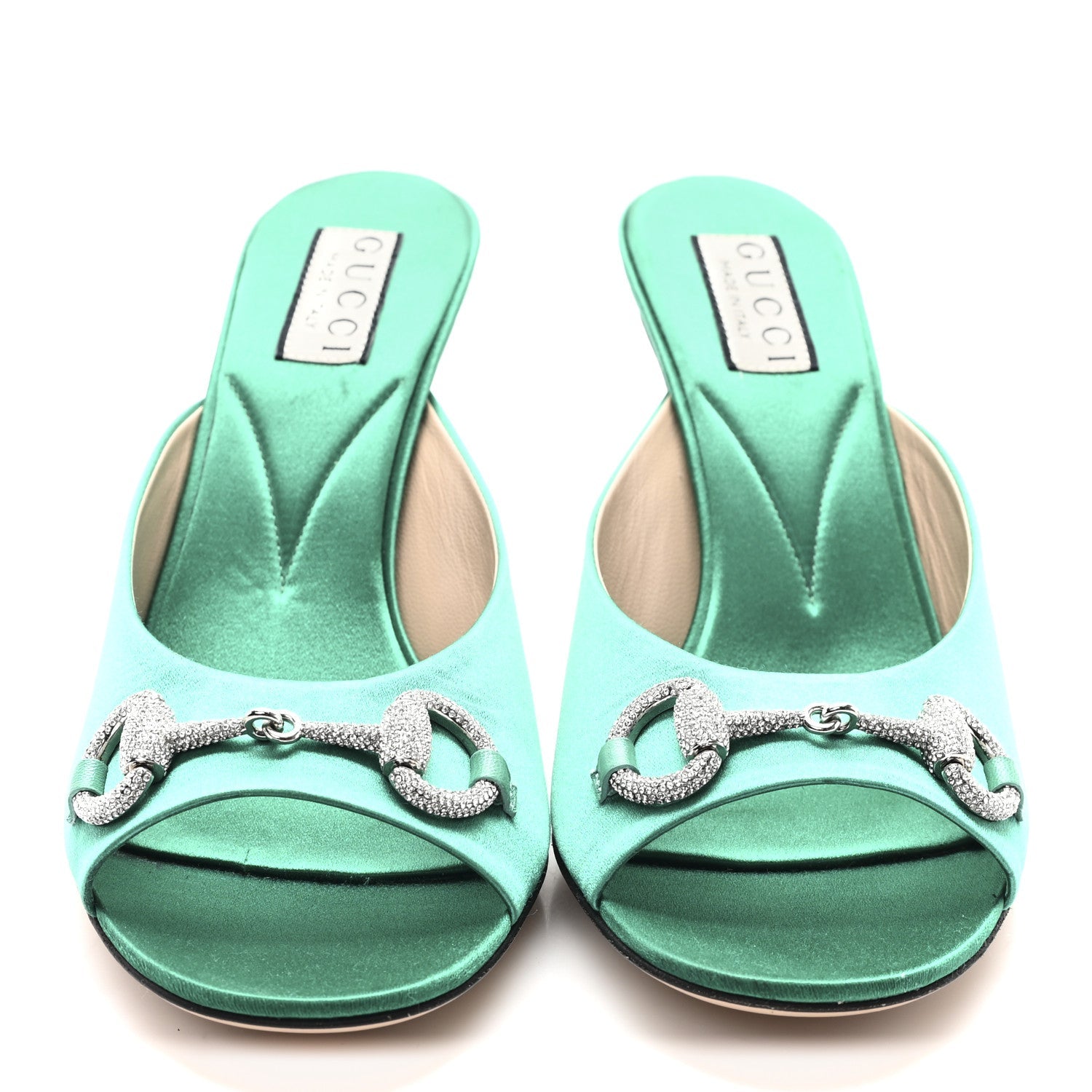 Raso Seta Malaga Kid Crystal Horsebit Sandals 37.5 Jade Caribbean Green
