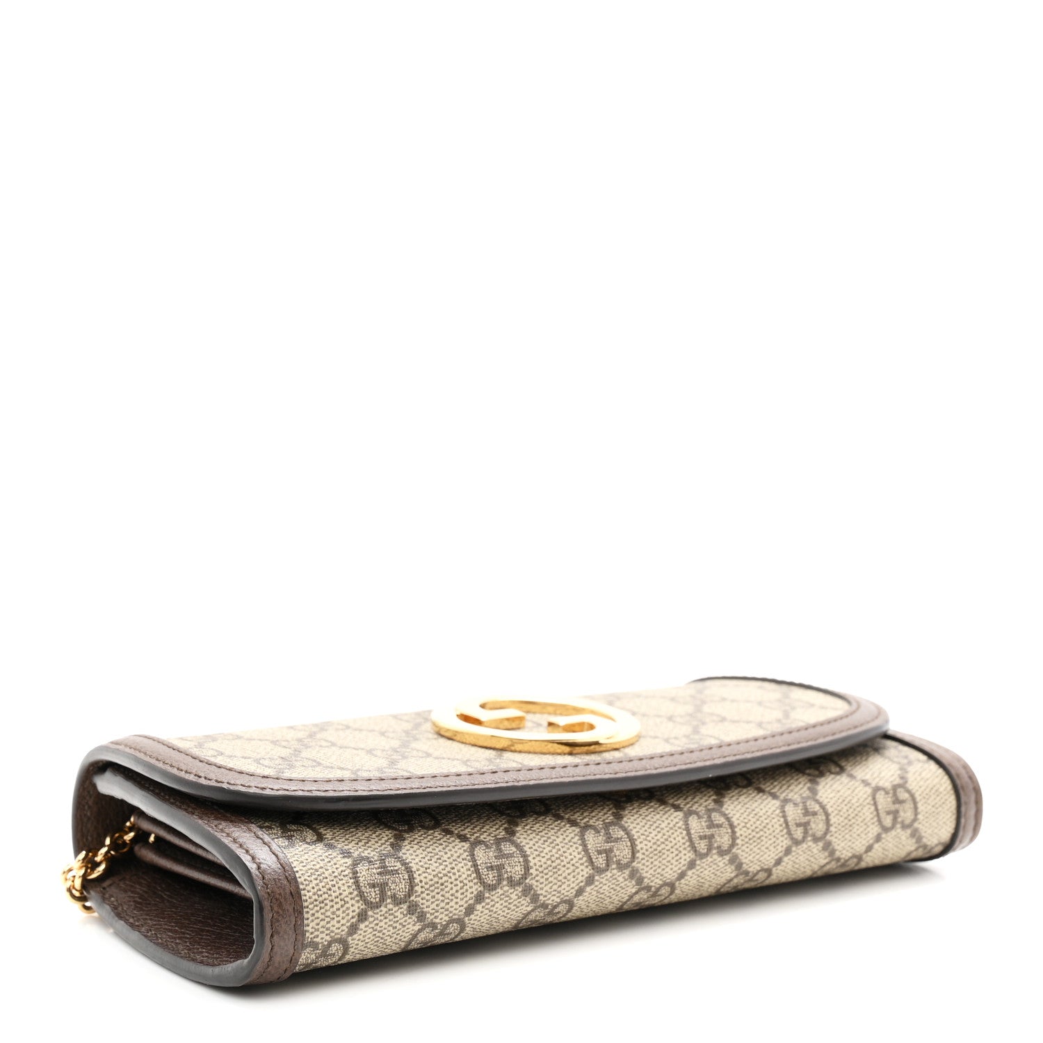 GG Supreme Monogram Textured Dollar Calfskin Blondie Continental Chain Wallet Beige Ebony New Acero