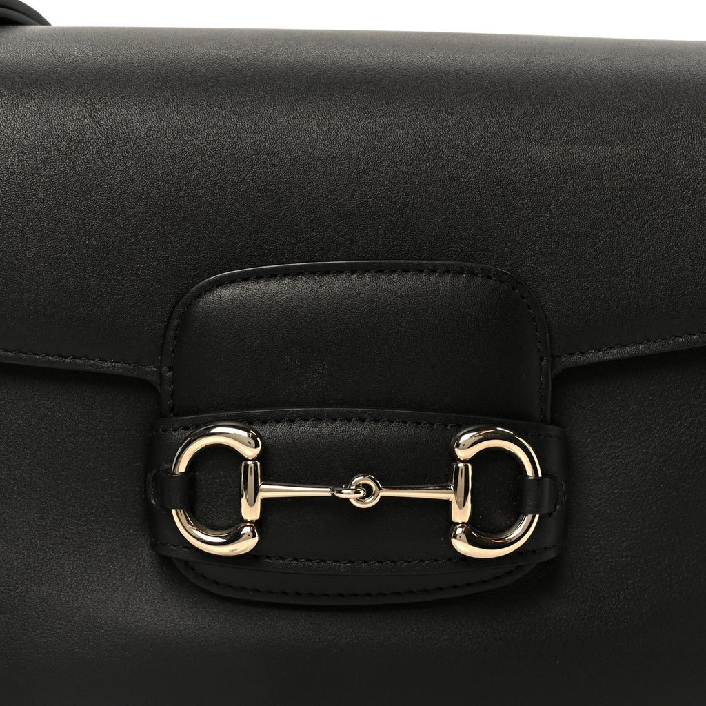 Arabella Calfskin Horsebit 1955 Soft Small Shoulder Bag Black