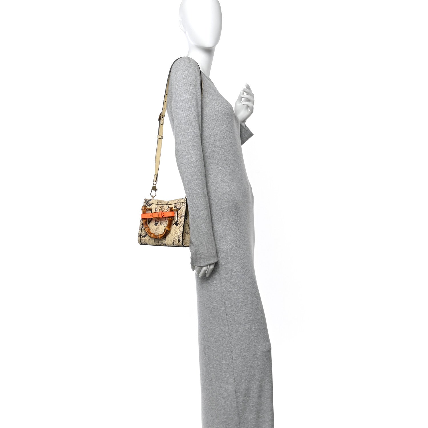 Snakeskin Mini Diana Tote Bag Beige