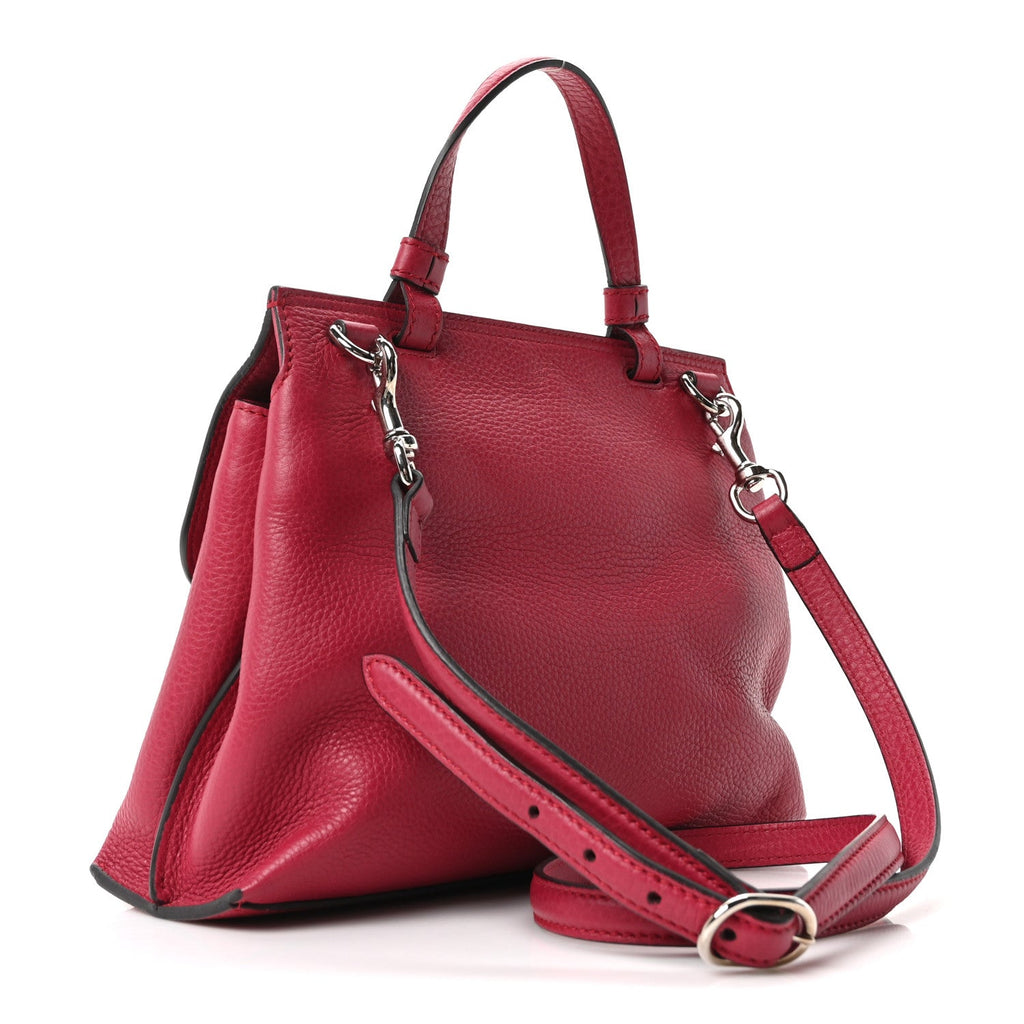 Cellarius Calfskin Small Bamboo Daily Top Handle Bag  Dark Pink