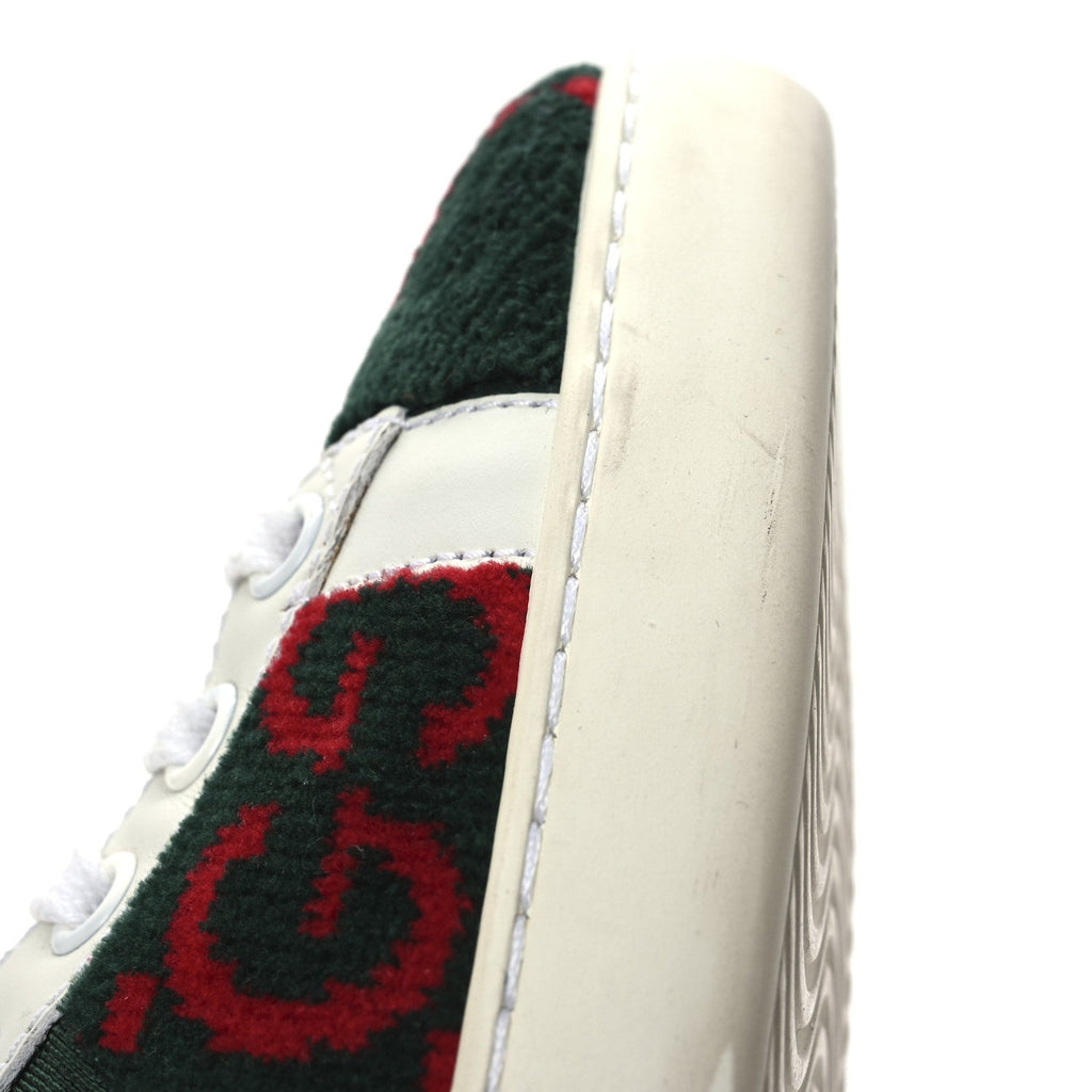 Terry Cloth GG Monogram Web Womens Ace Sneakers 36 Green Red