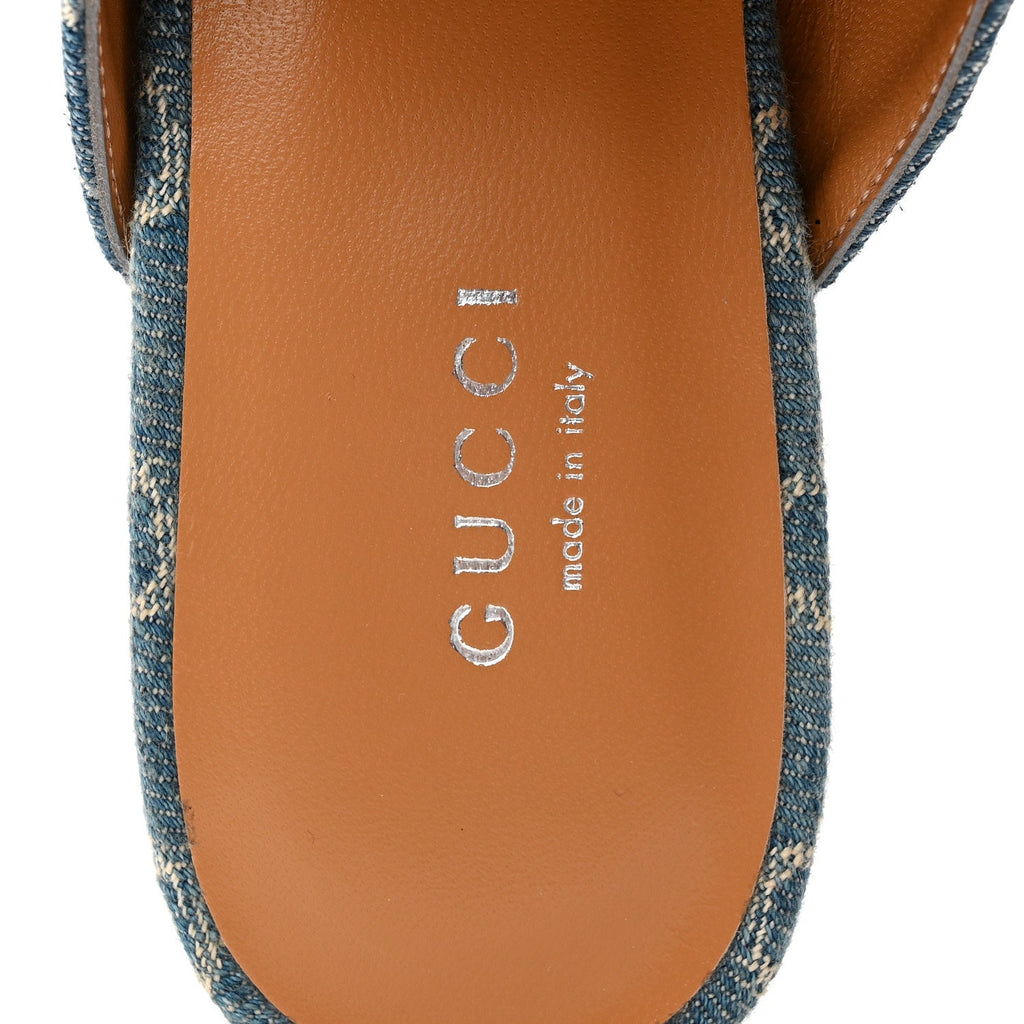 New Denim GG Malaga Kid Womens Princetown Slippers 36.5 Light Blue Royale