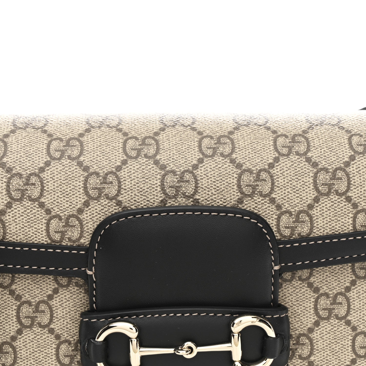 GG Supreme Monogram Horsebit 1955 Soft Small Shoulder Bag Beige Black