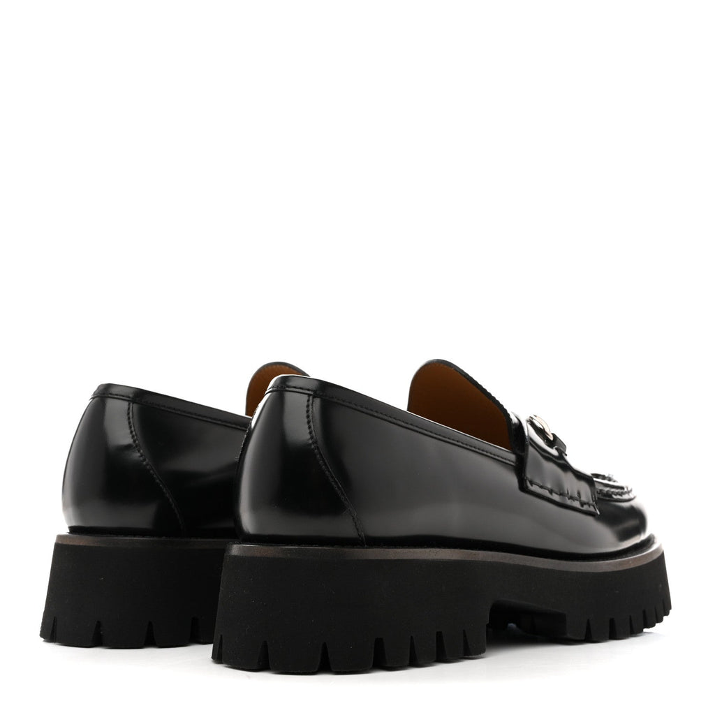 Cordovan Lux Womens Horsebit 45mm Platform Loafers 39.5 Black