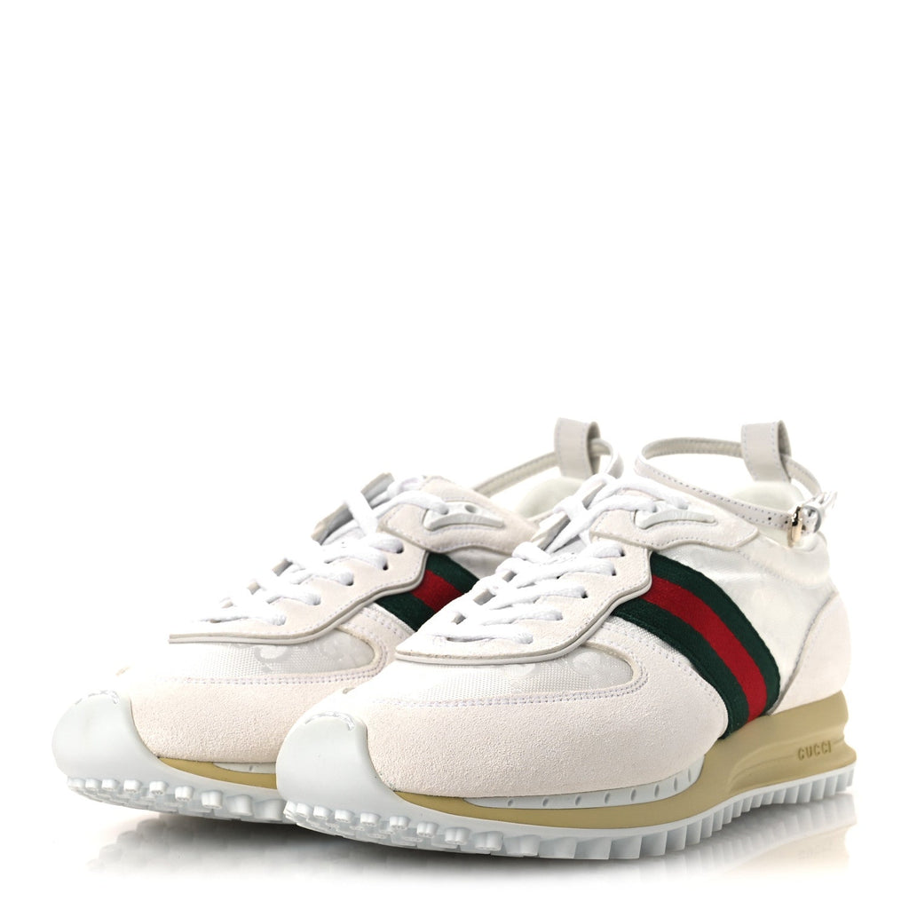 GG Suede Monogram Web Re-Motion Sneakers 37.5 White