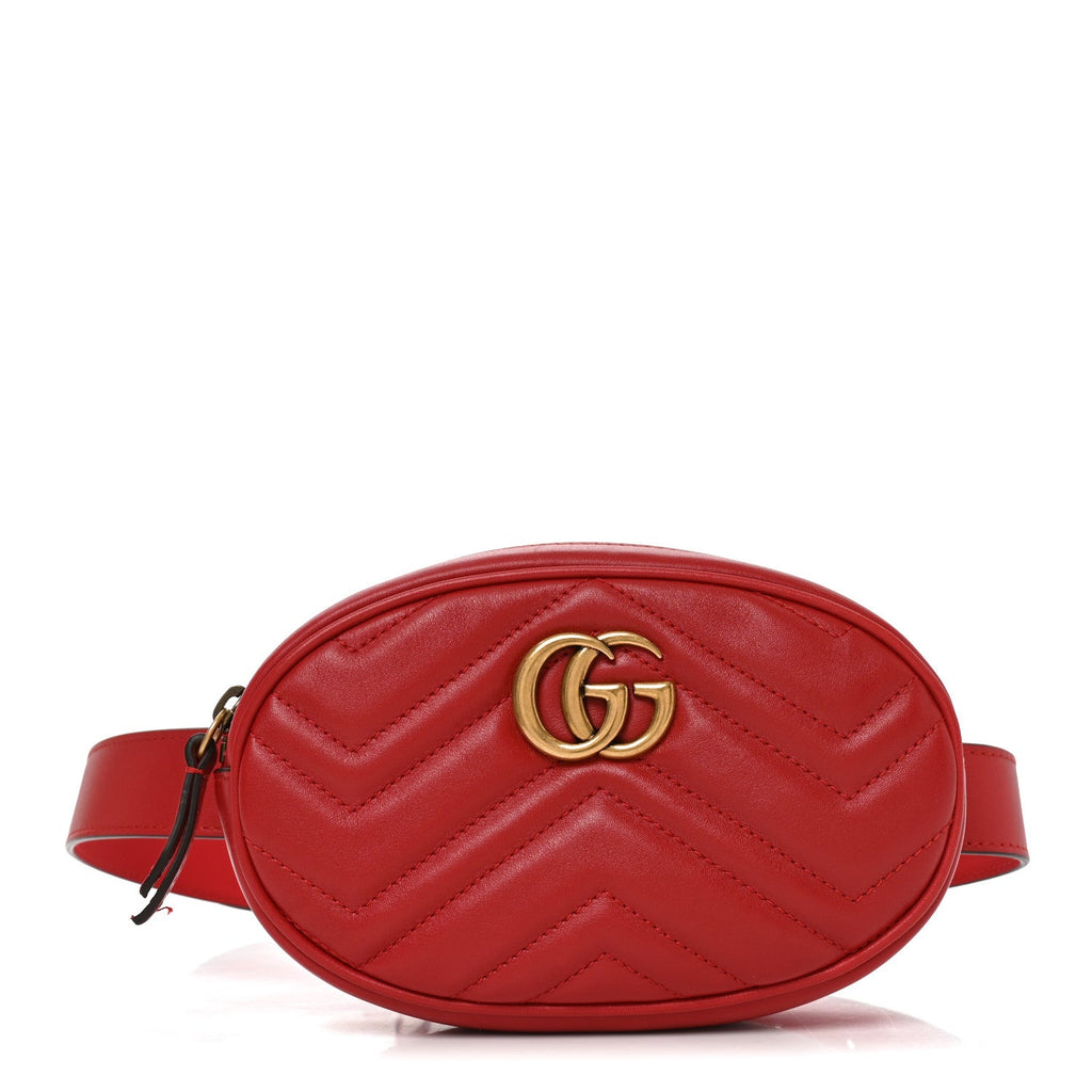 Calfskin Matelasse GG Marmont Belt Bag 75 30 Hibiscus Red