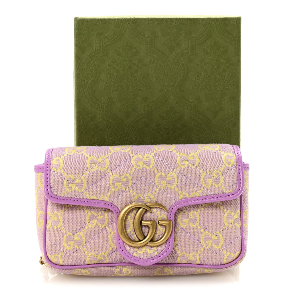Monogram Super Mini GG Marmont Shoulder Bag Lilac Yellow
