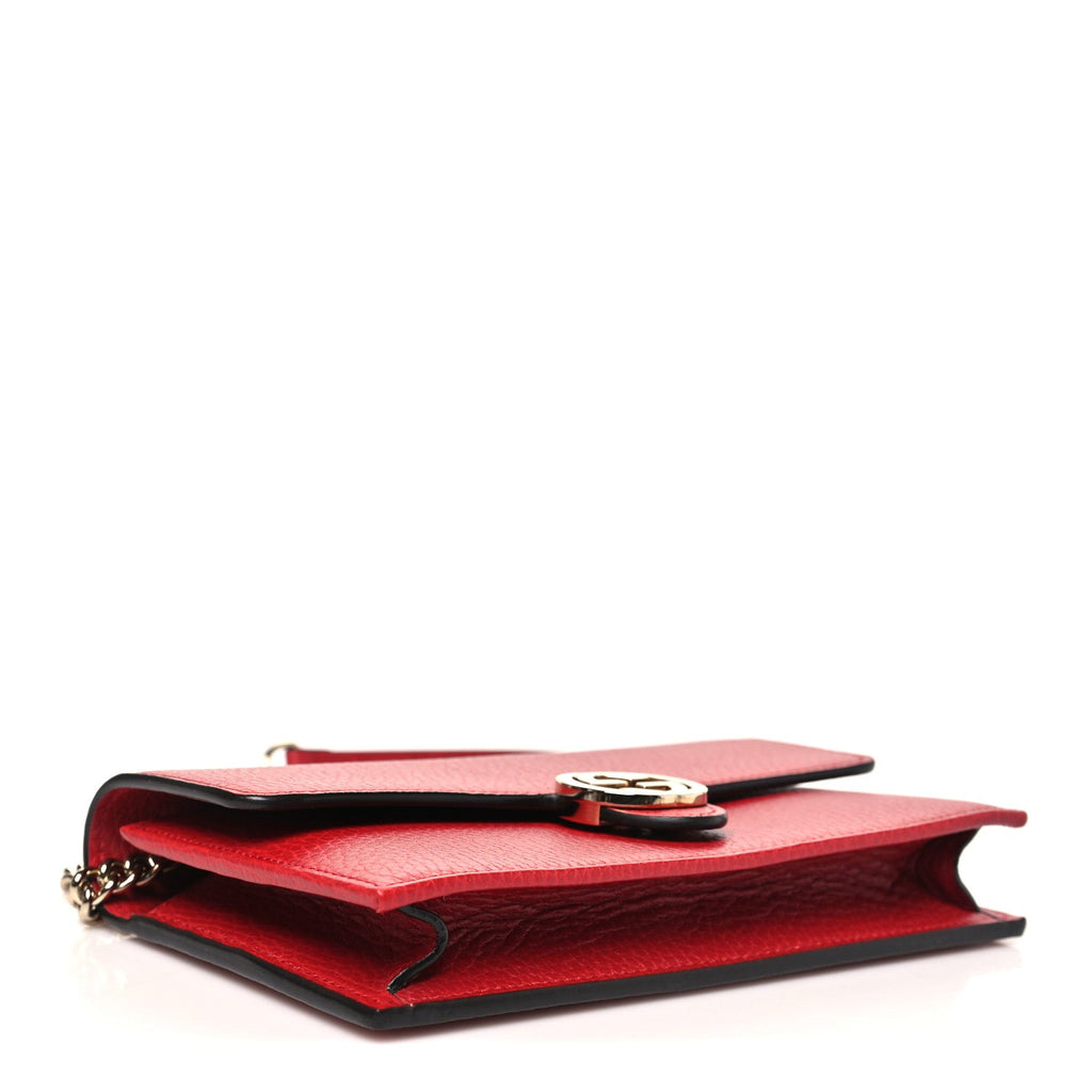 Dollar Calfskin Interlocking G Chain Wallet Red